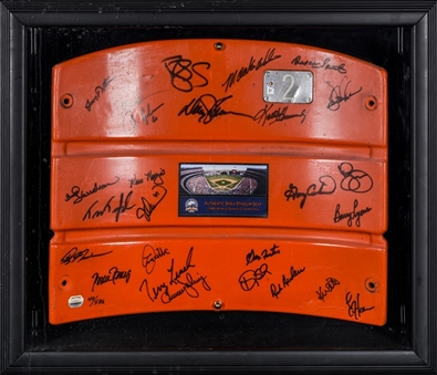 1986 New York Mets World Series Champions Team Signed Stadium Seat Back with 26 Signatures in Display (MLB Authenicated & Mounted Memories)